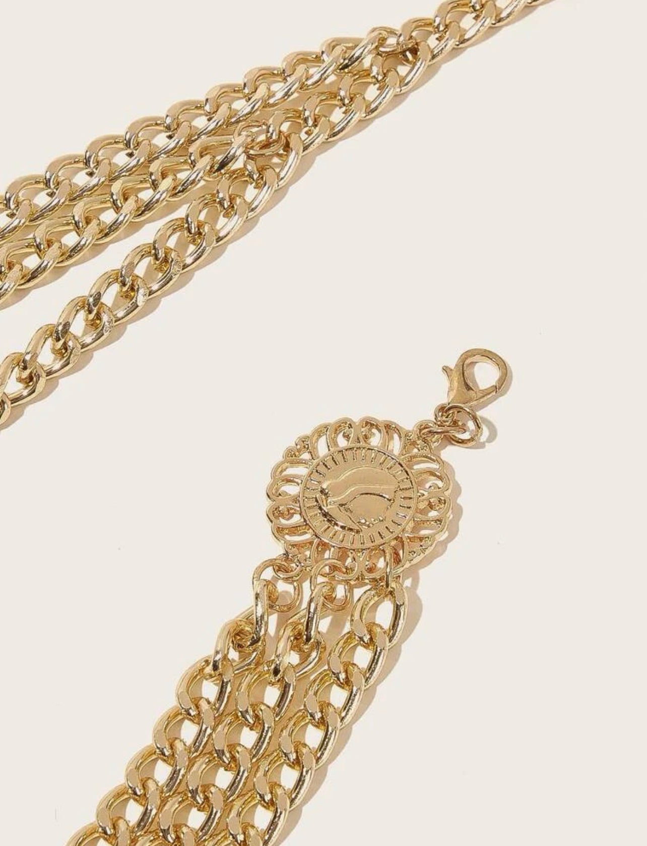 Hollow Round Flower Decor Asymmetrical Waist Chain