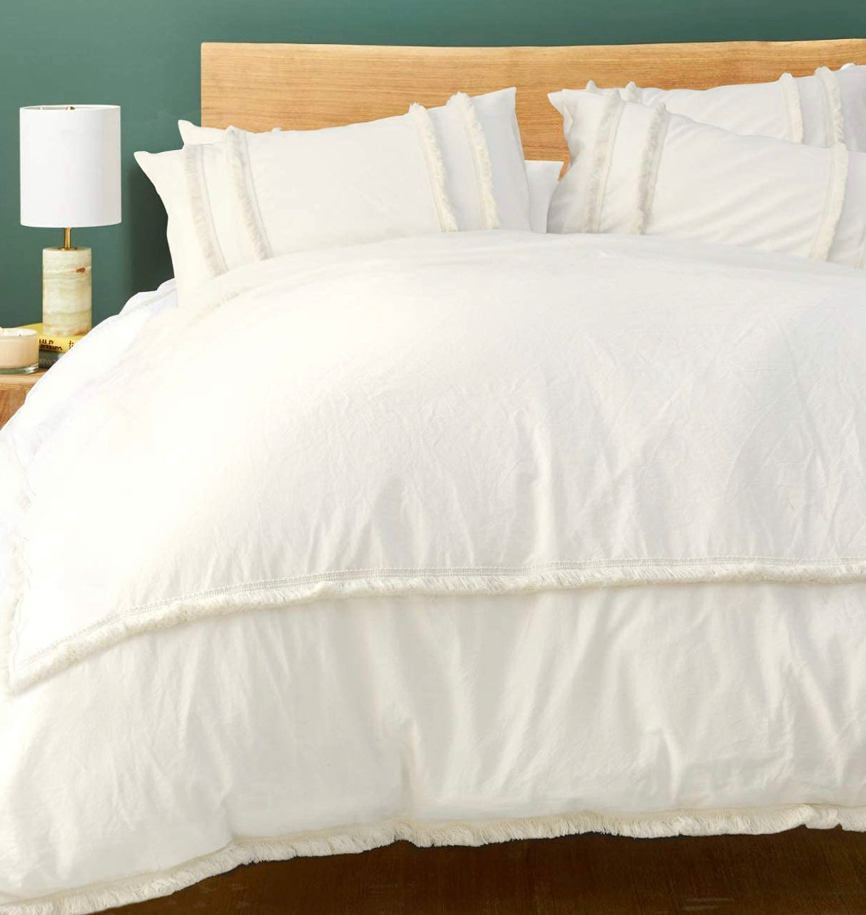 White Duvet Cover Tufted Boho Bedding Comforter Queen