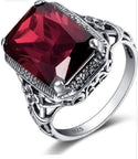 Natural 3.5Ct Tanzanite 925 Silver Ruby Ring - Christina’s unique boutique LLC
