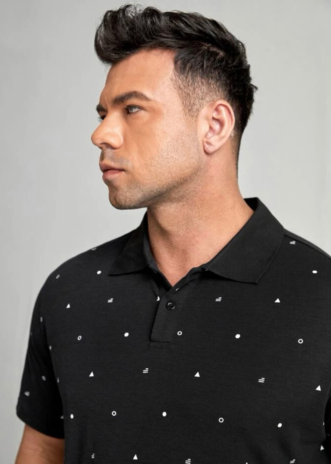 Extended sizes men geo print shirt