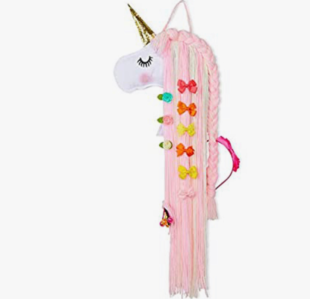 Unicorn Hair Bow Holder for Girls Wall Hanging Decor and Baby Hair Clip Hanger Organizer - Christina’s unique boutique LLC
