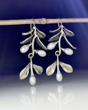 Gorgeous pearl design leaf drop earrings