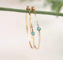 Blue Simulated Turquoise Gold Plated Brass Hoop Earrings