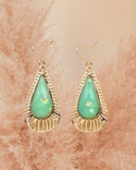 Light green decor water drop style dangle earrings