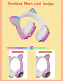 Cat ear design luminous wireless headset compatible with Bluetooth