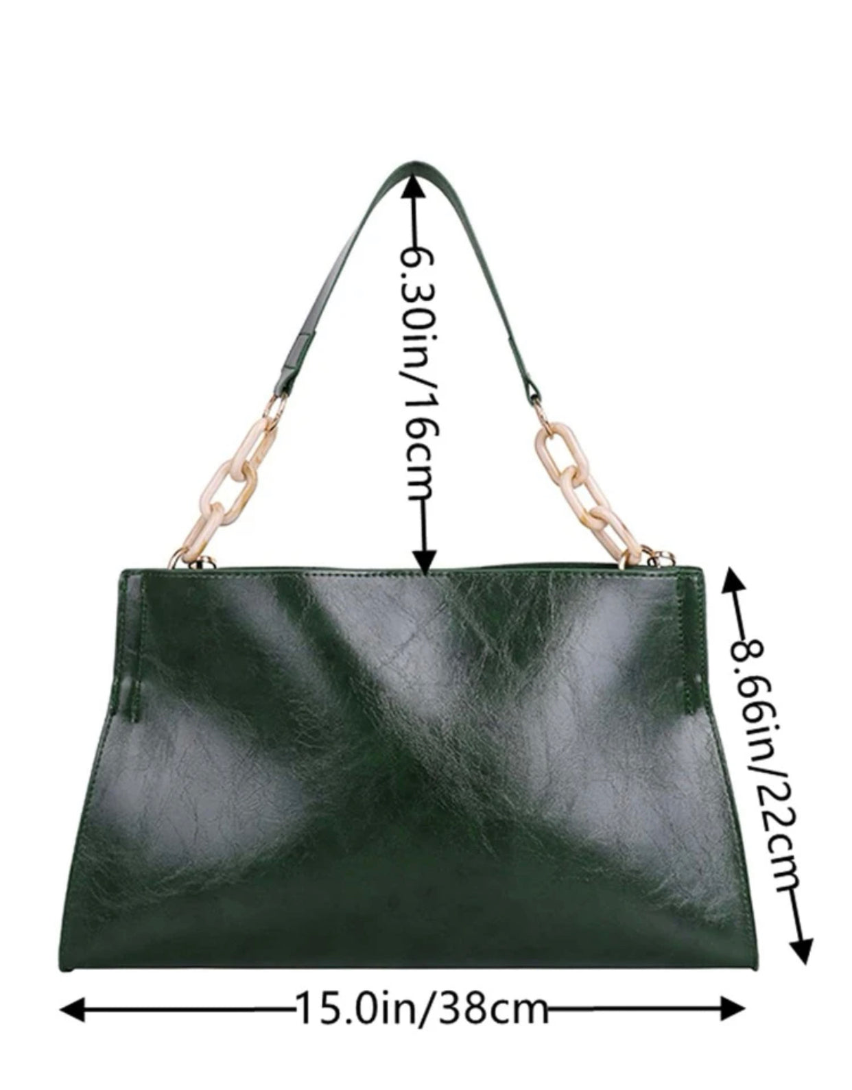 Green chain decor shoulder bag