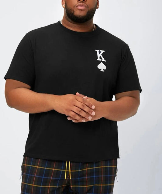 Extended sizes men playing card print tee