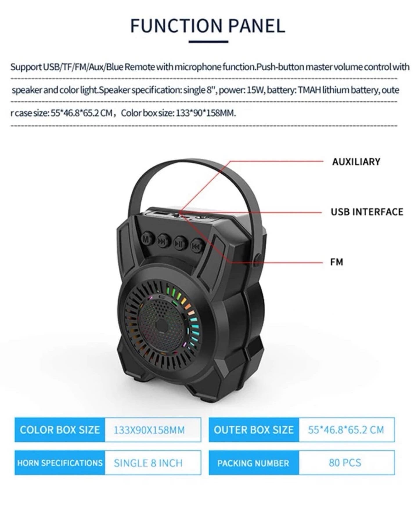 LED light wireless speaker compatible with Bluetooth