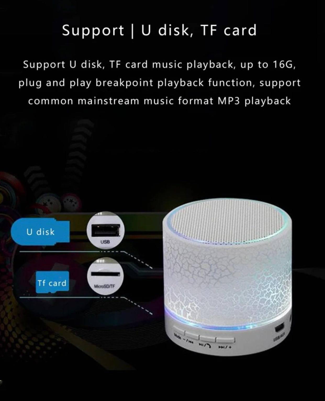 RGB light desktop wireless speaker compatible with Bluetooth