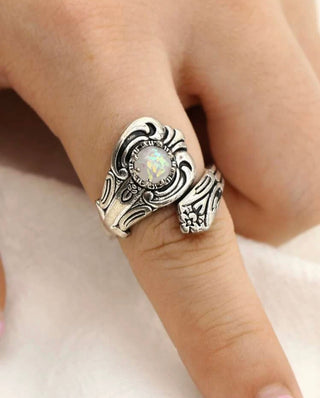 Gorgeous Opal spoon ring. Adjustable in size.