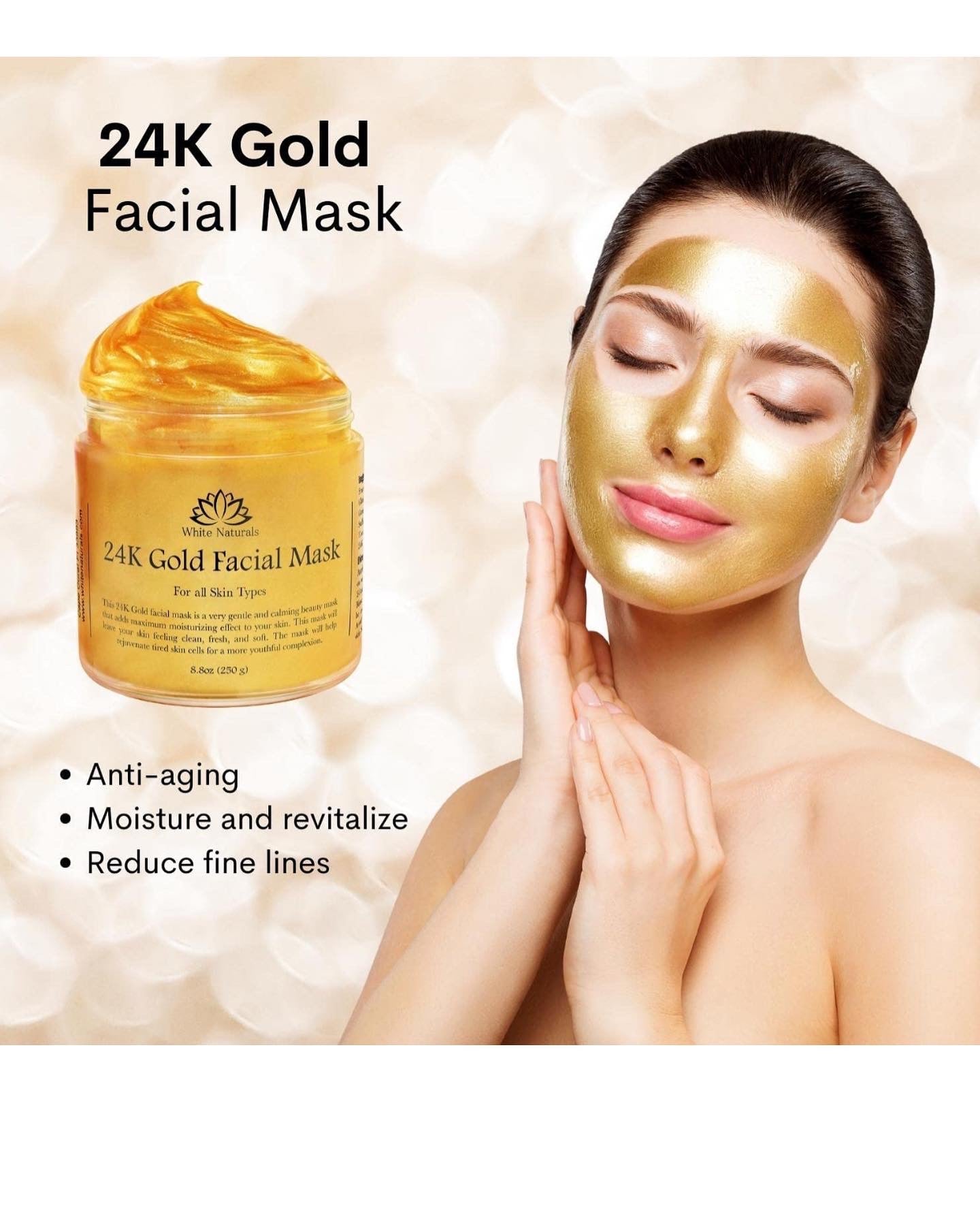 Gold Facial Mask By White Naturals: Anti-Aging 24K Gold Face Mask