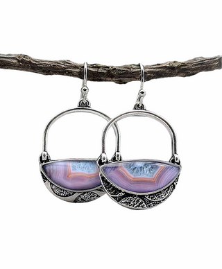 Special purple stone/ geode style statement earrings - Christina’s unique boutique LLC