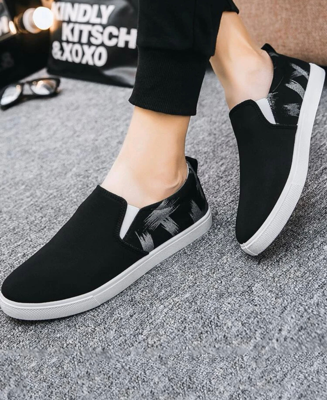 Men’s graphic slip on loafers