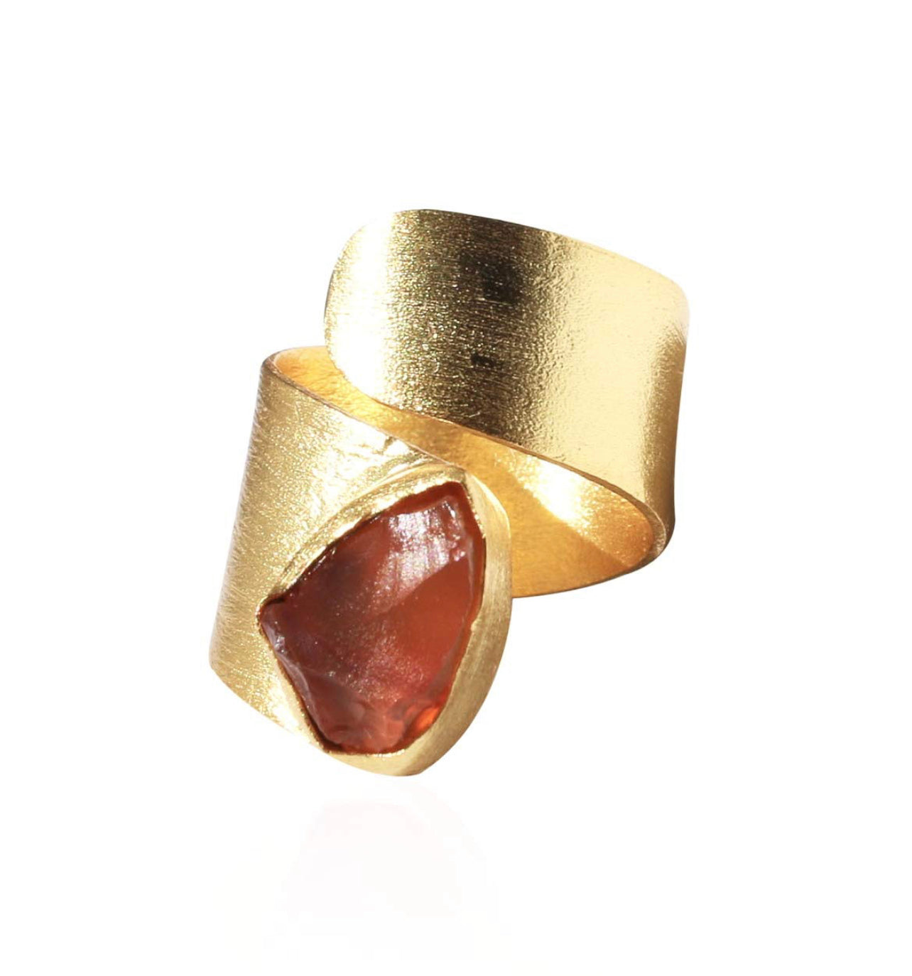 Handmade Adjustable Raw Gemstone Ring 18K Gold Plated Birthstone Hypoallergenic Jewelry (fluorite)