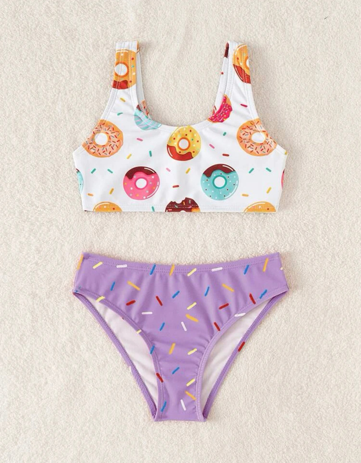 Toddler girls donut print bikini swimsuit