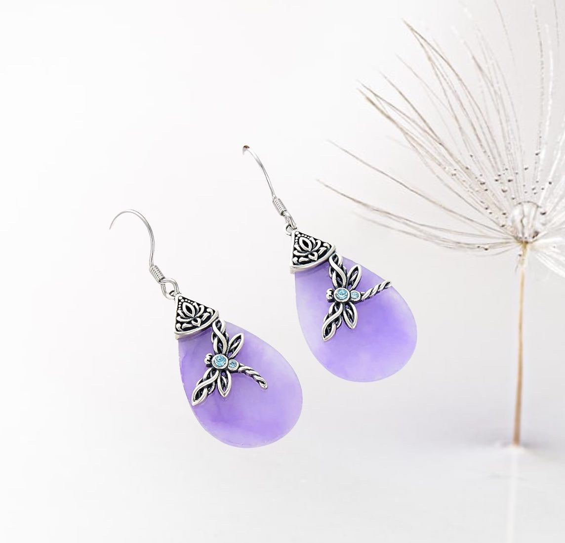 Sterling Silver Celtic Dragonfly Dangle Drop Earrings