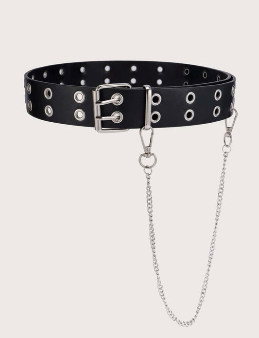 Eyelet Decor Metal Buckle Belt