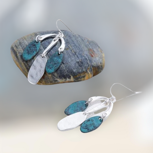 Stunning turquoise and silver decor dangle earrings