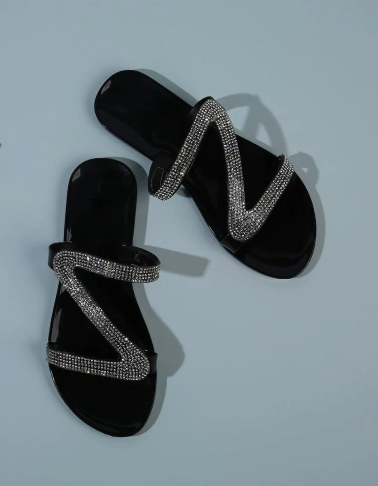 Rhinestone Decor Slide Sandals