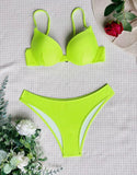 Lime green 3 pack neon green push up bikini swimsuit & beach skirt