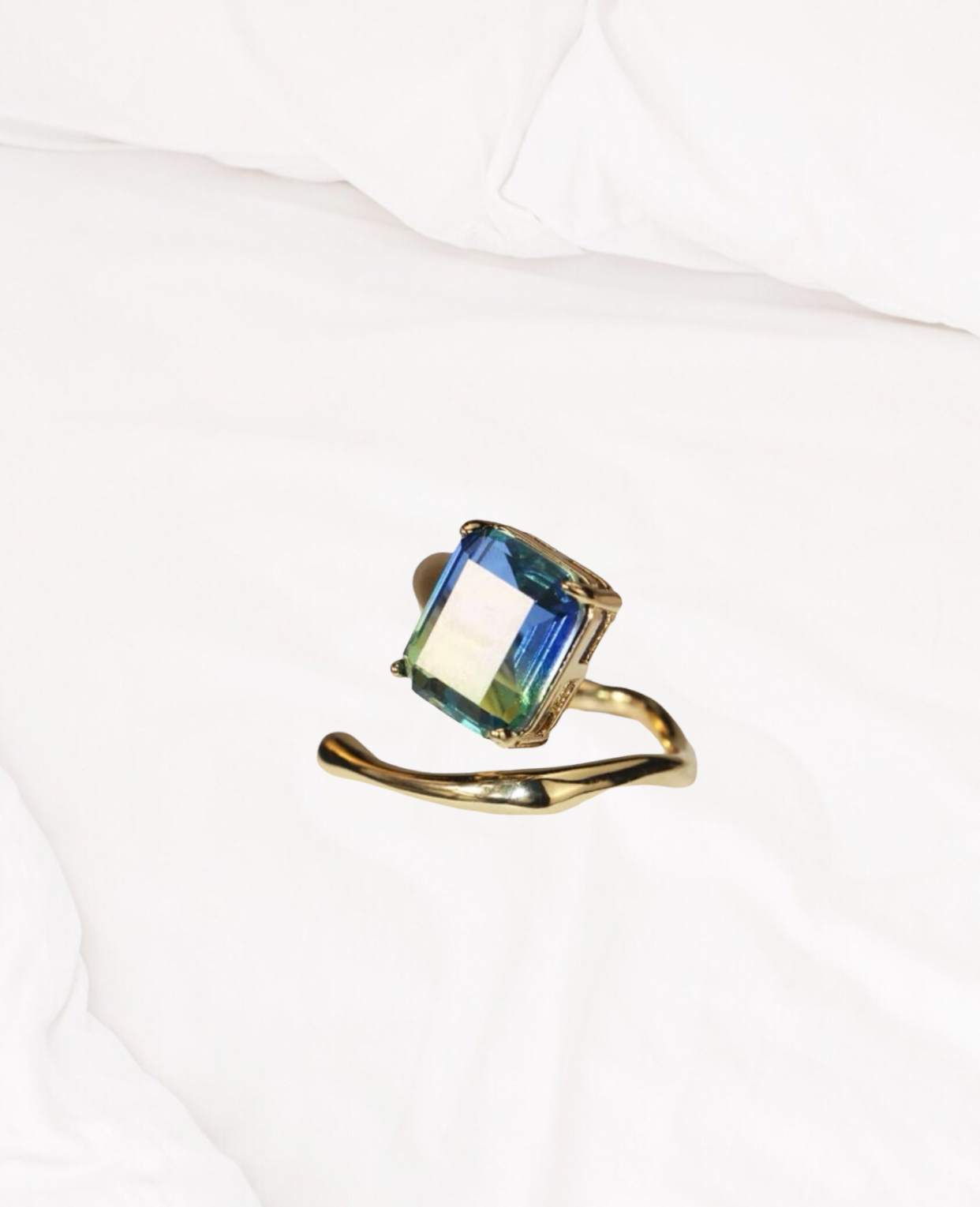 Gold plated Crystal decor cuff ring