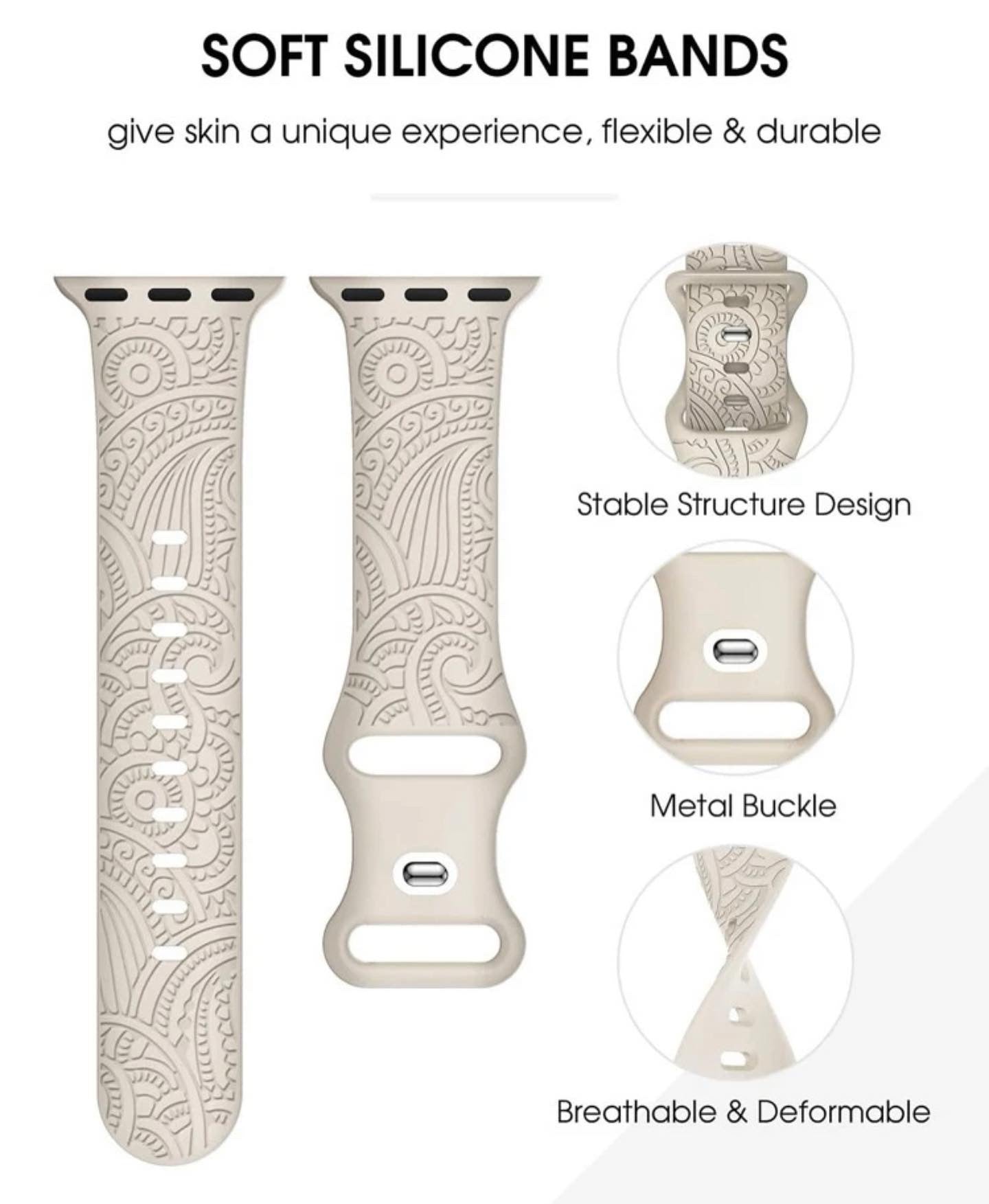 Graphic silicone watchband compatible with Apple Watch