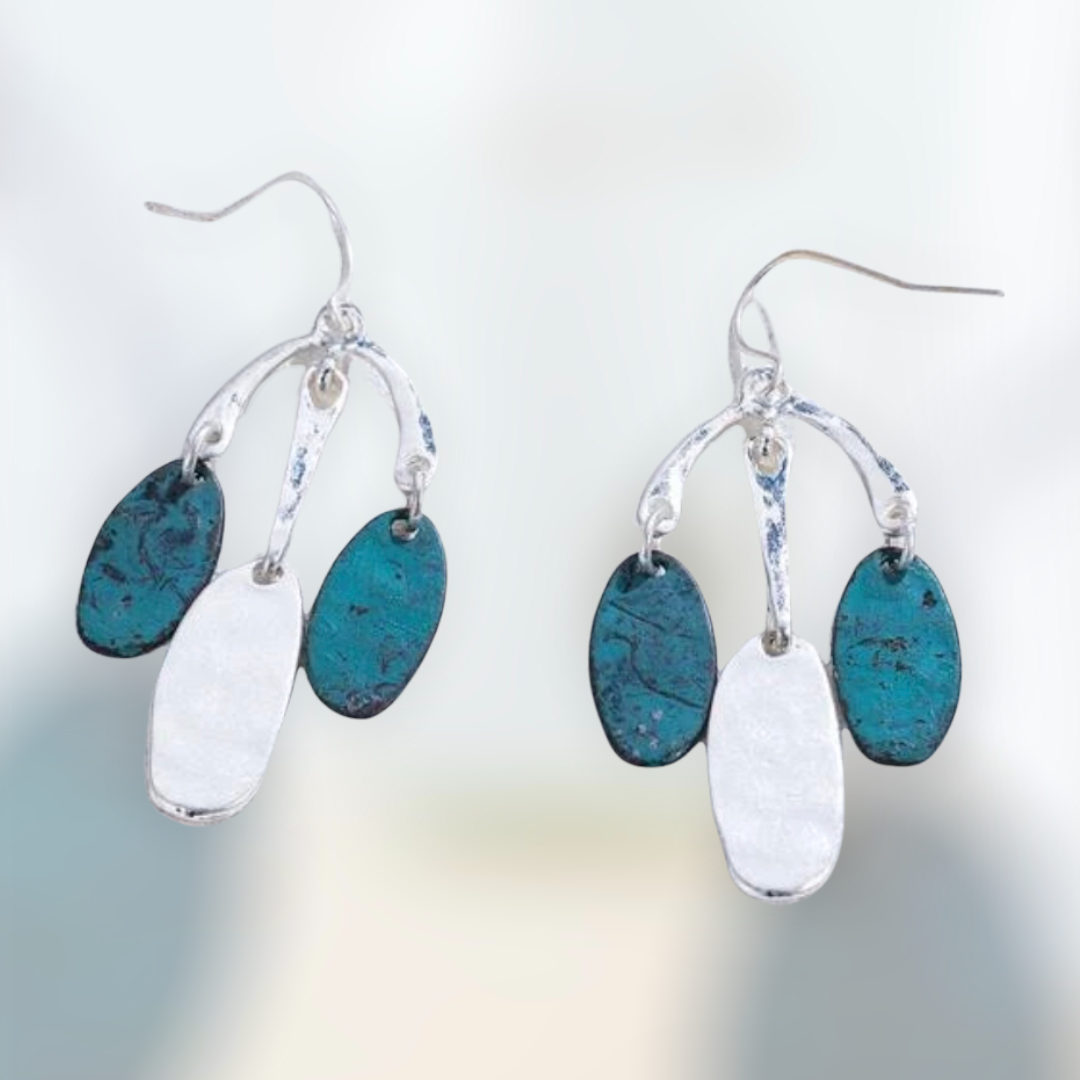 Stunning turquoise and silver decor dangle earrings