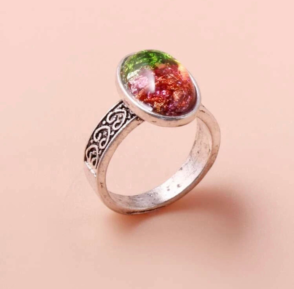 Geometric decor textured metal ring. Size 8. - Christina’s unique boutique LLC