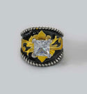 Geometric zircon decor ring