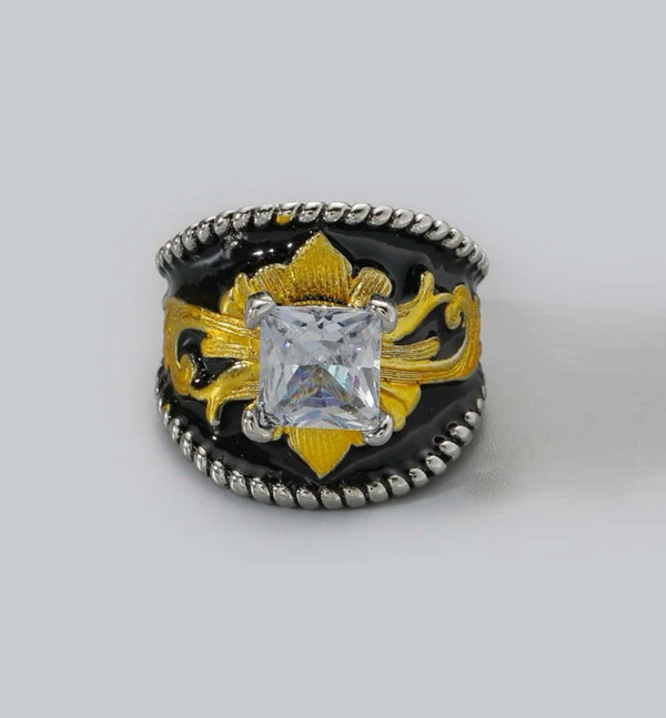 Geometric zircon decor ring