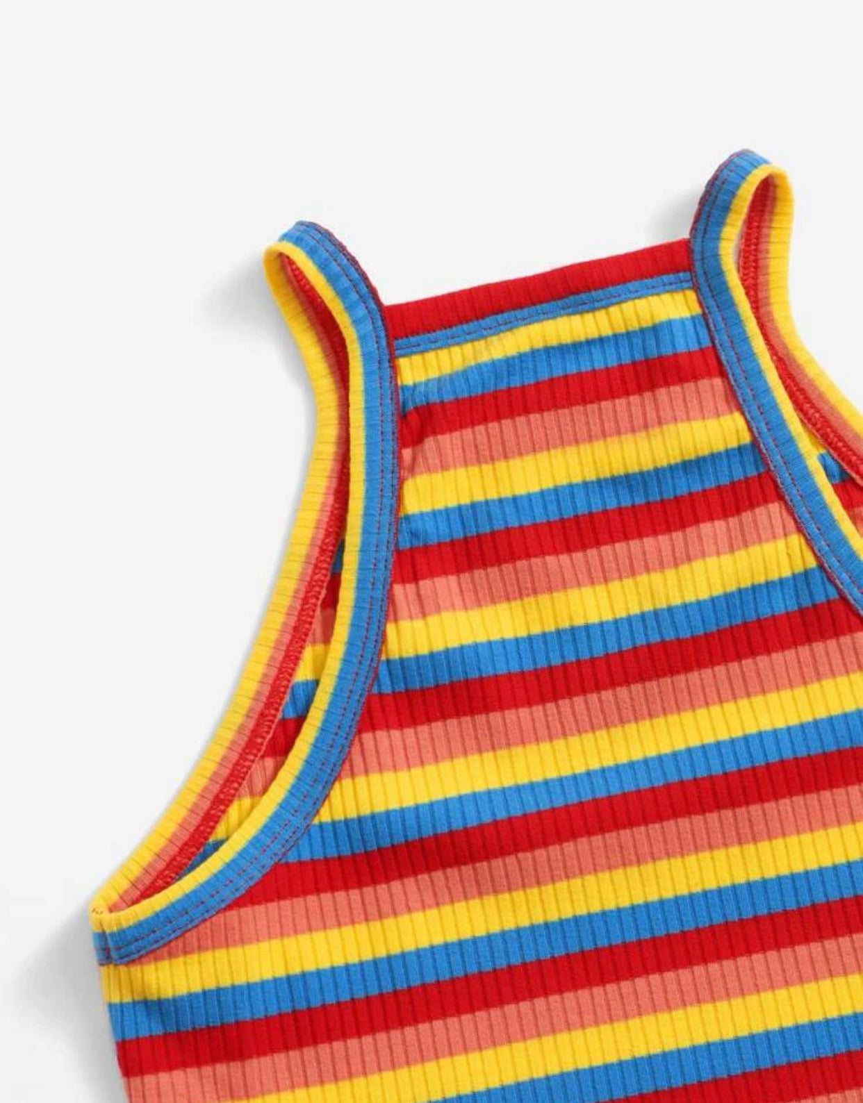 Teen girls block striped halter top