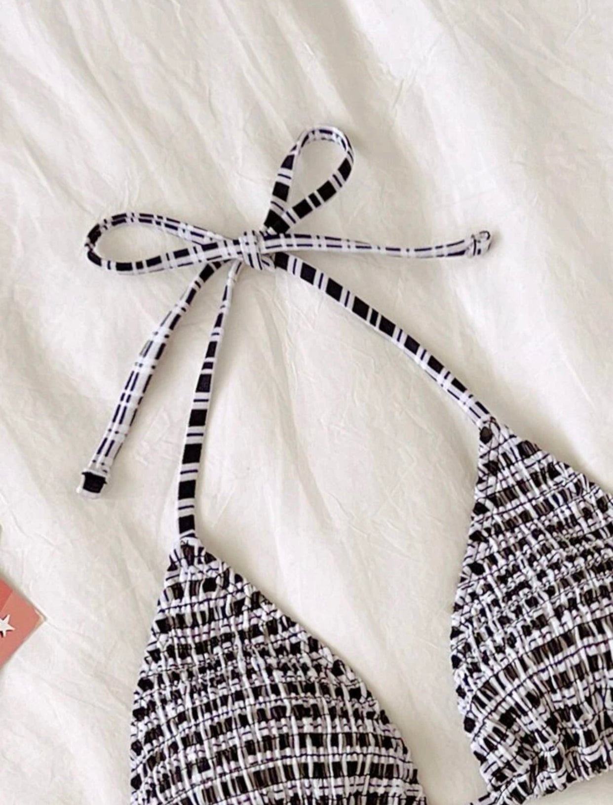 Smock halter triangle bikini swimsuit