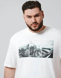 Men’s extended size motorcycle print tee
