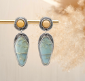 Unique light blue and citrine stone style drop earrings