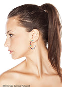 Women's Western Style Semi Precious Howlite Stone Hoop Hypoallergenic Post Earrings, 30mm-40mm