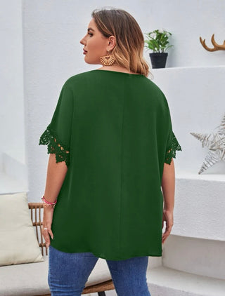 Curve & plus embroidered lace cuff blouse