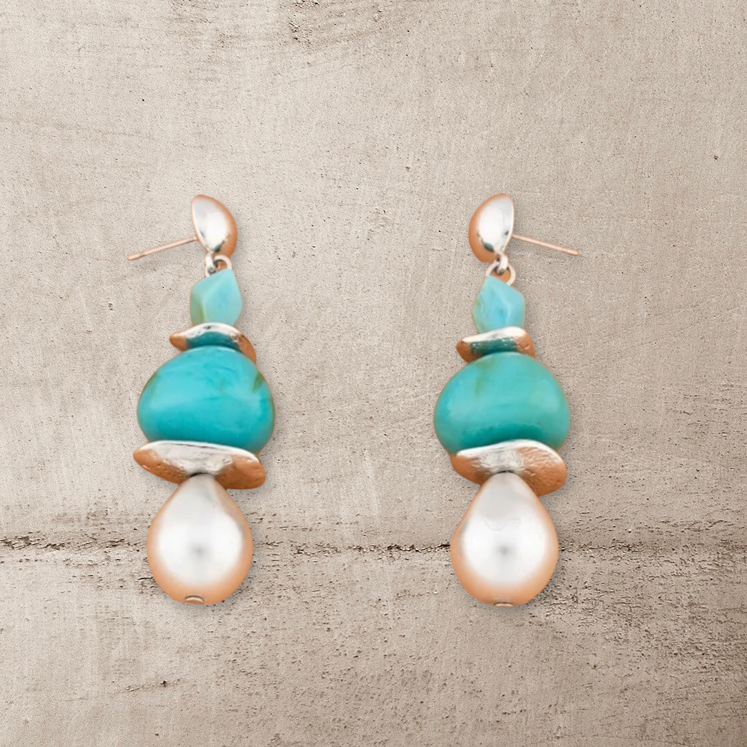Faux pearl decor earrings