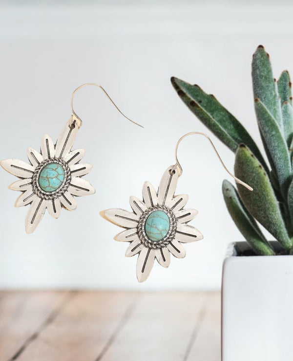 Turquoise decor drop earrings