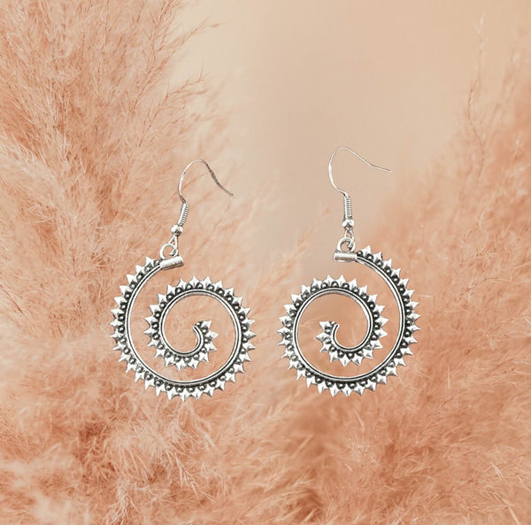 Vintage inspired spiral dangle earrings