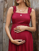 Maternity frill trim strap tied backless dress