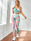 Breathable Softness Tie Dye Cut Out Honeycomb Textured Sports Set