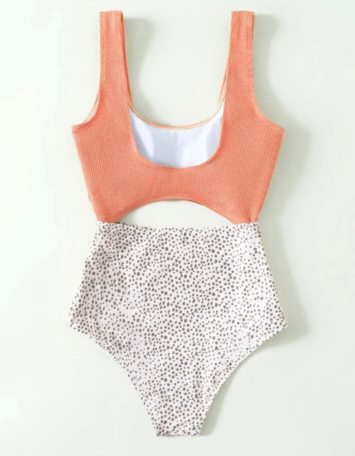 Peach colored Dalmatian cut out one piece swimsuit - Christina’s unique boutique LLC