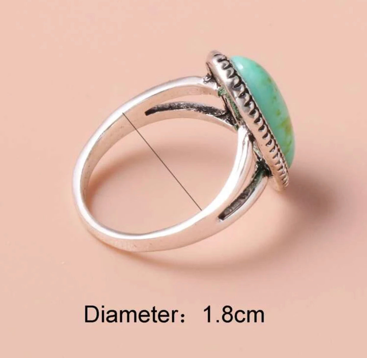 Green turquoise inspired oval detail ring. Size 8. - Christina’s unique boutique LLC