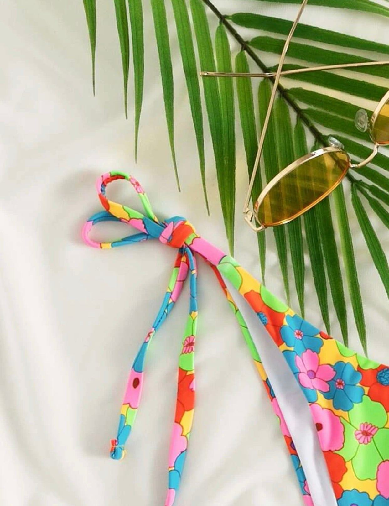 Floral random print tie side bikini bottom