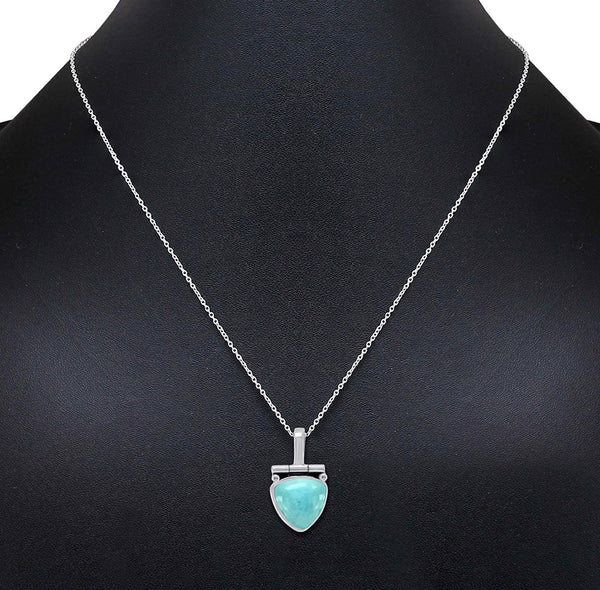Larimar Sterling Silver Pendant Necklace For Women 18 Inch. 925 silver chain pendant