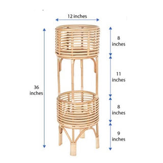 Rattan Indoor Two-Tier Plant Stand, Natural Planter, Large, Brown - Christina’s unique boutique LLC