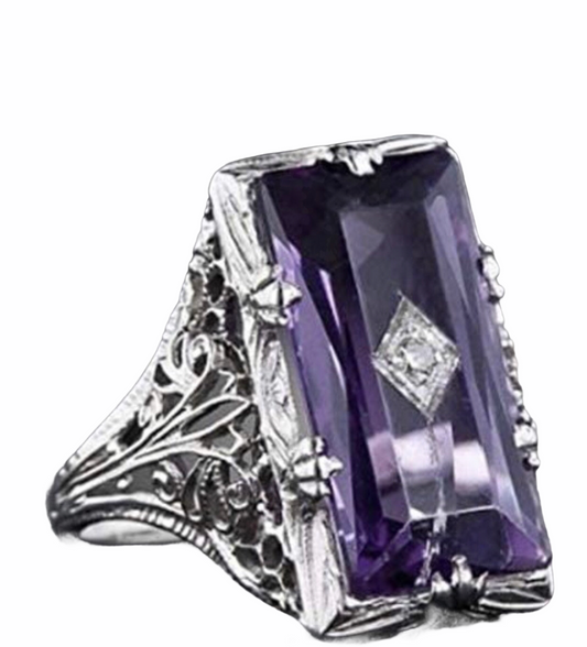 Vintage Women 925 Silver Ring Purple Gemstone rings. - Christina’s unique boutique LLC