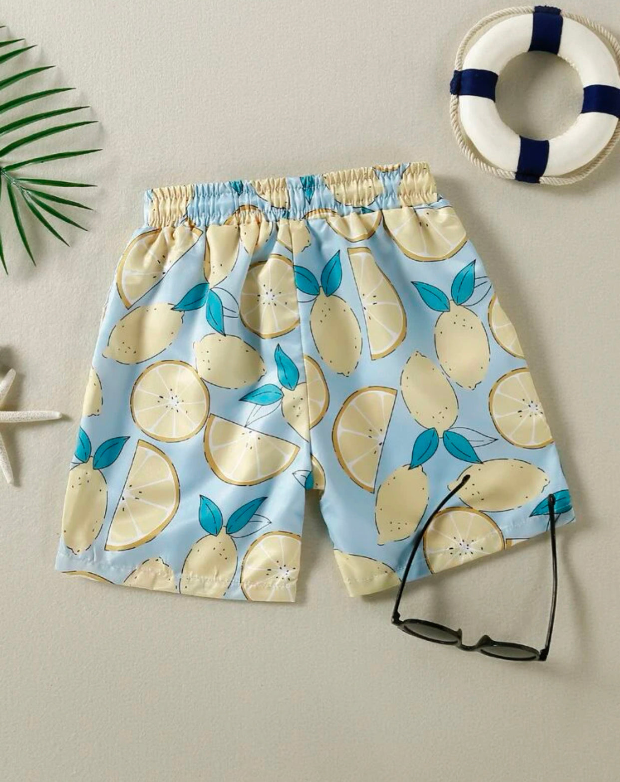 Toddler boys lemon print swim shorts