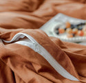 Solid pumpkin color Jersey Knit Cotton Duvet Cover Set