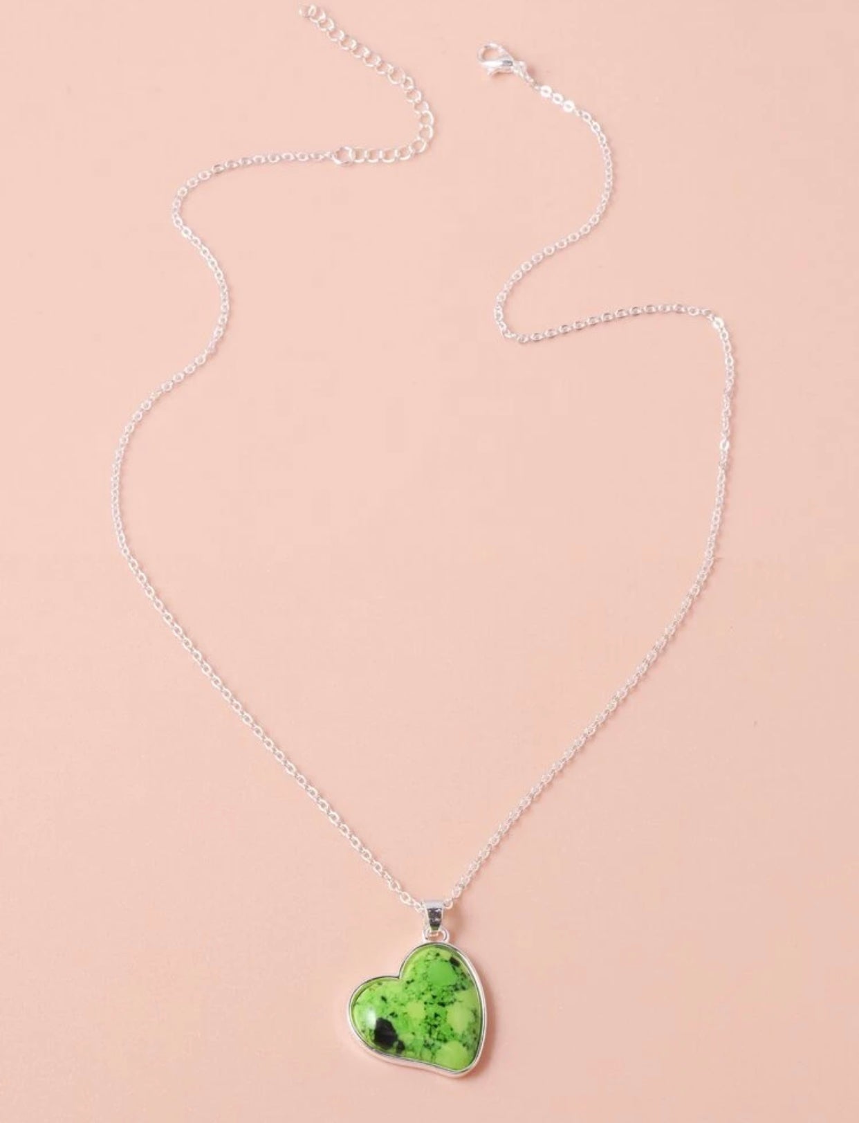 Green turquoise inspired heart shaped charm necklace - Christina’s unique boutique LLC